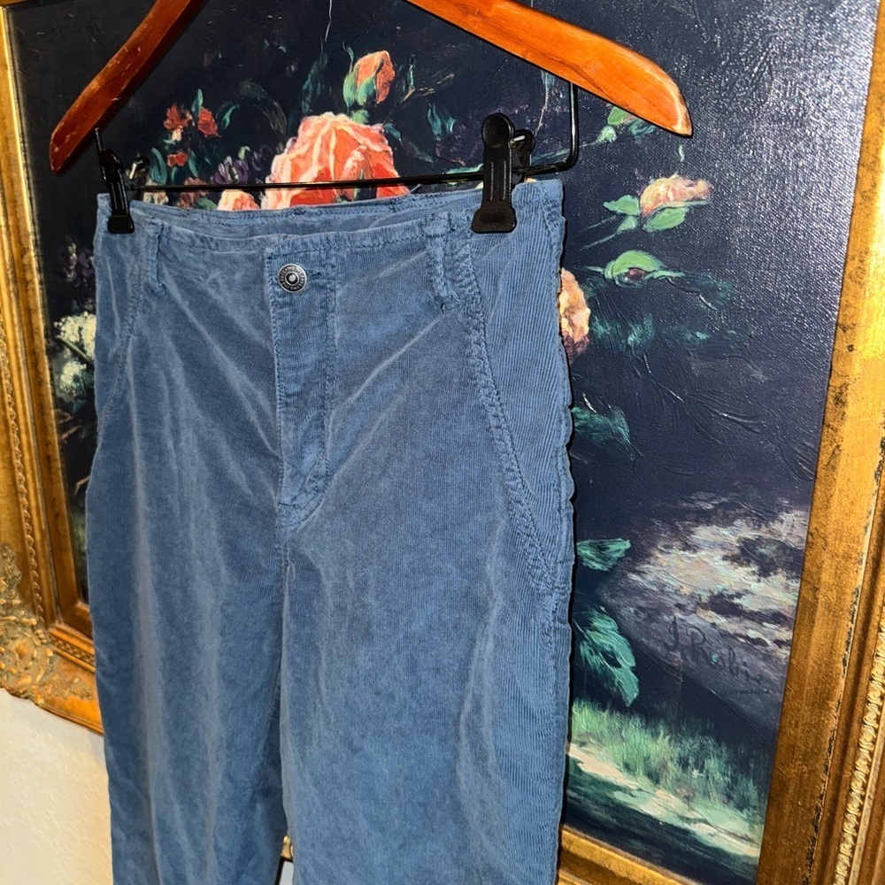 We the Free FP Blue High Waist Corduroy Split Leg Boot Cut Festival Pants 29